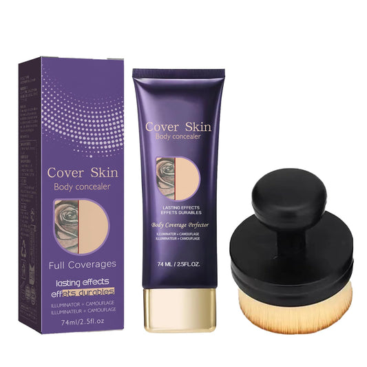 HERBINSOLS All Over Body Complexion Perfector with Brush - Waterproof Body Coverage Perfector Tattoo Cover up Makeup Cream - Long-Lasting Full Coverage Body Concealer Cream for Legs,Body Foundation