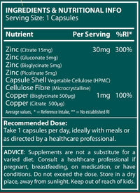 Bio Mirco High Strength Ultra Zinc Complex, 120 Premium Capsules, Immune System, Cognitive Function, Potent Dose, Made in The UK