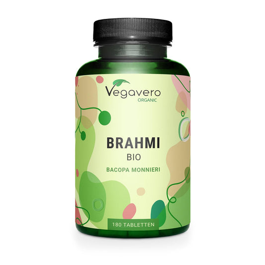 Organic Bacopa Monnieri Vegavero® | 750mg Brahmi Per Tablet | Natural Bacosides | NO Additives, Lab-Tested | 180 Tablets | Vegan