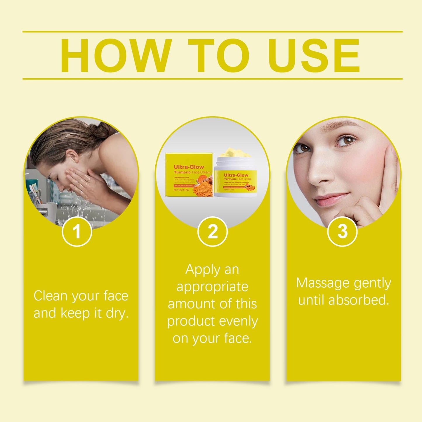 ISBEAUSOLS Tumeric Face Cream For Skin Tightening - Turmeric-Infused Dark Spot Remover - Anti-Aging Day Moisturiser for Sensitive Skin - Pigmentation Removal with Hyaluronic Acid