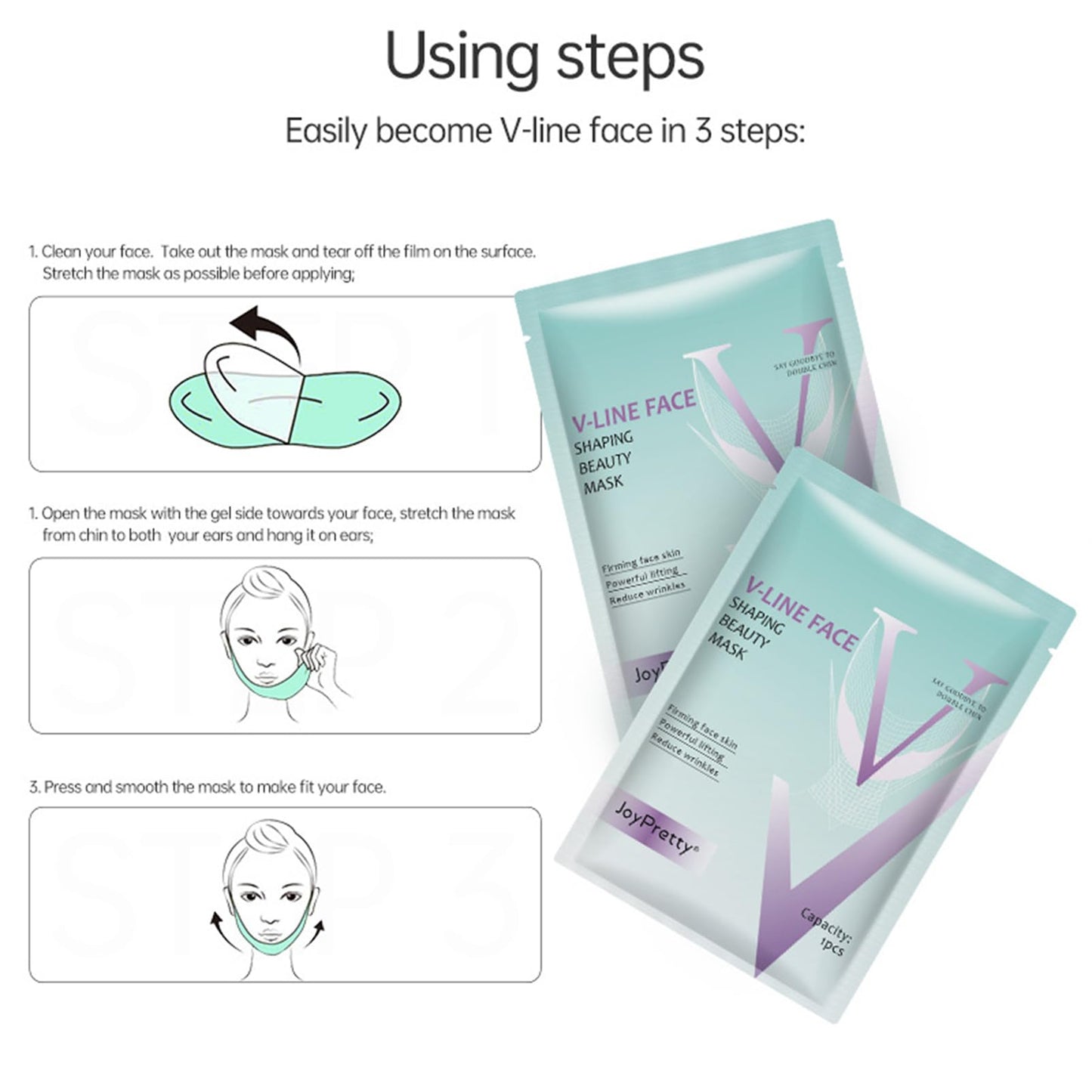 Face Lift Tape, Double Chine Reducer, Face Mask Skincare - V Shape Lifting Face Mask Chin Up Patch with Aloe & Hyaluronic Acid Chin Contour Tightening Firming Face Lift Tape Mask 5pcs