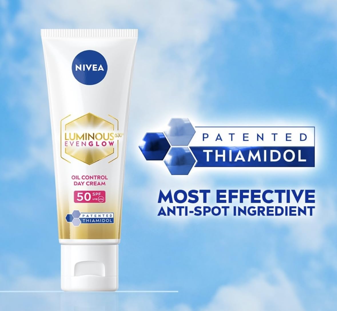 NIVEA Luminous 630 Even Glow Day Cream, Oil Control, SPF50, 40ml