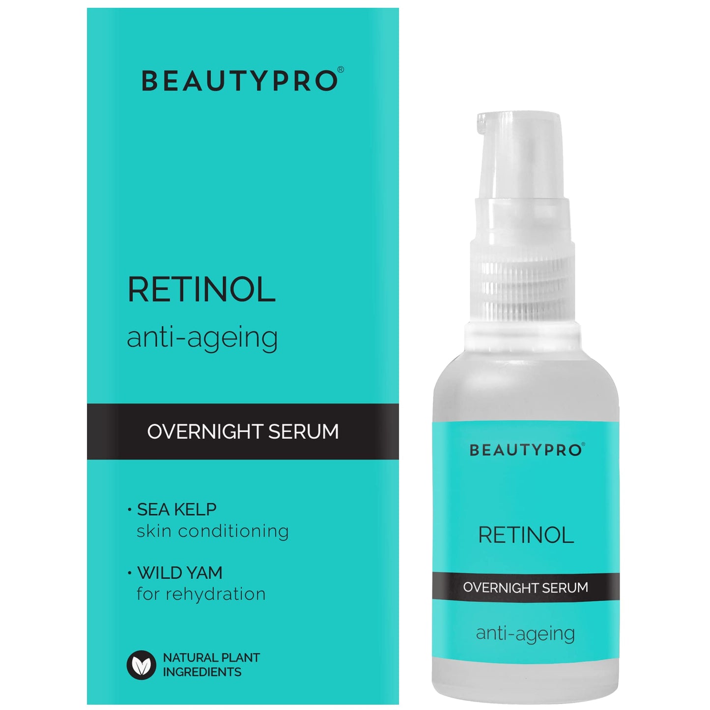 BEAUTYPRO RETINOL 1Anti-Aging Overnight Face Serum 30ml | 100% Plant Based Skincare Serum | Anti-Aging, Targets Blemishes, & Reduces Inflammation | Seaweed Kelp Complex & Organic Pine Oil |