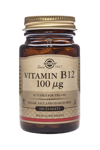 Solgar Vitamin 100 µg B12 Tablets - Pack of 100 - Easy to take form - For healthy nervous system, heart and mind - Red Blood Cell Formation - Vegan