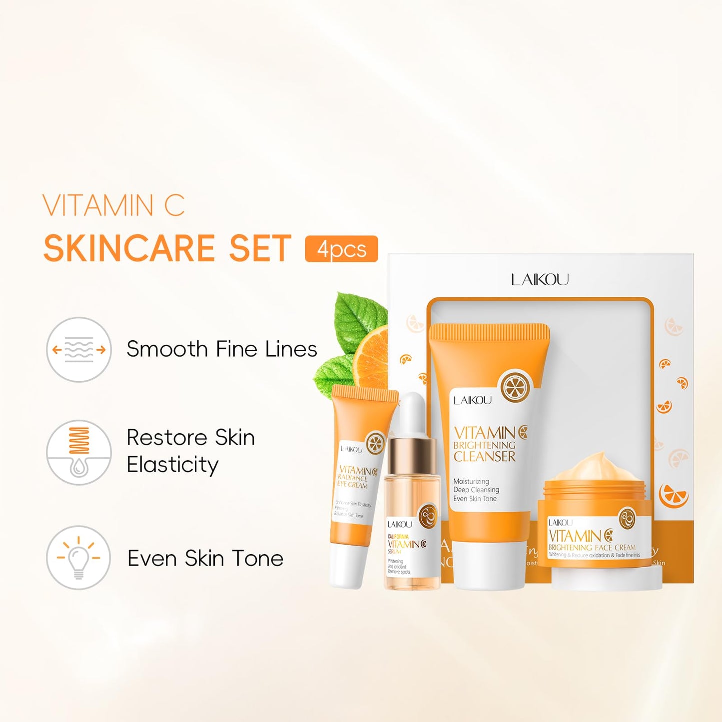 Vitamin C Skin Care Sets & Kits, Skin Care For Teenage Girls, Skin Care Set For Pamper Teenage Girls Gifts,Facial Kit,Skincare Set,Cleanser, Serum,Cream,Eye Cream