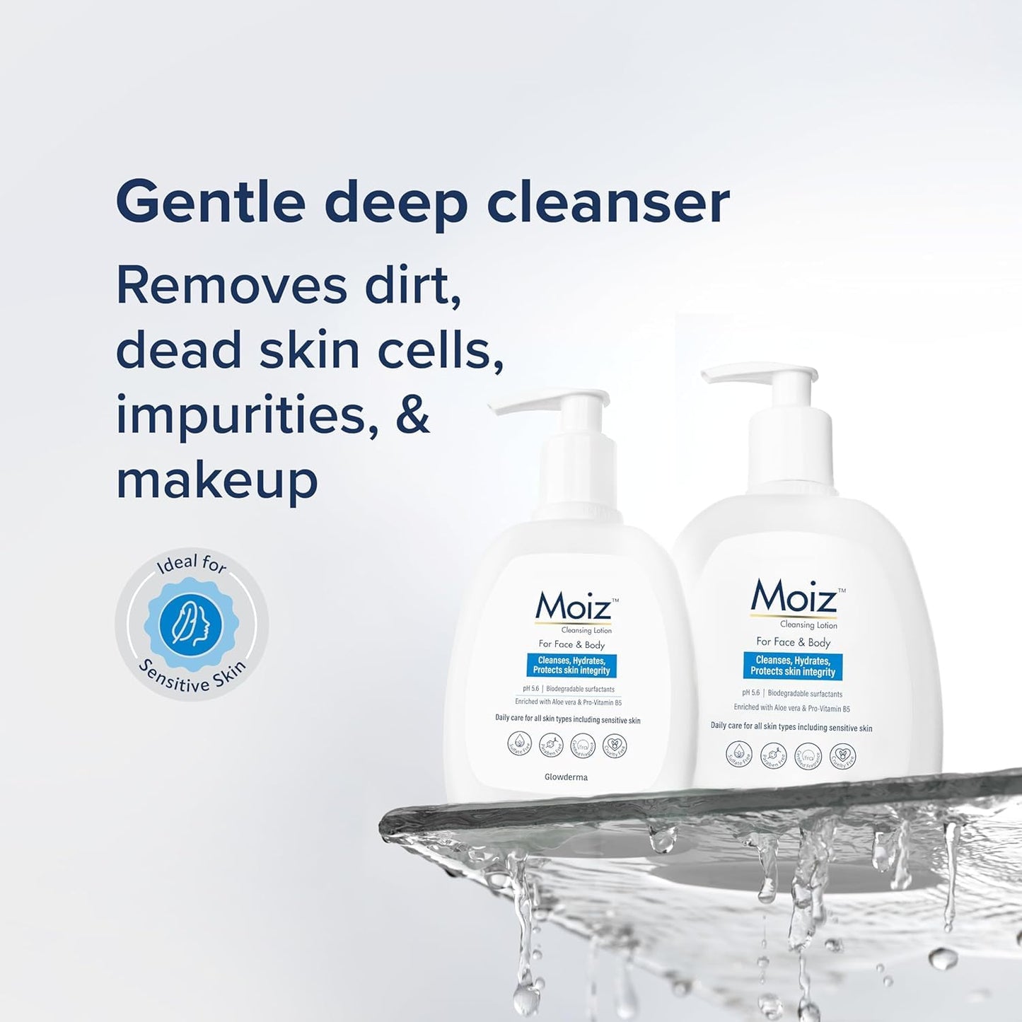 Cleansing Lotion | Face & Body Cleanser | For Sensitive Skin | With Aloe Vera & Pro-Vitamin B5 | pH 5.6 | Soap, Paraben & Sulphate Free - 200ml