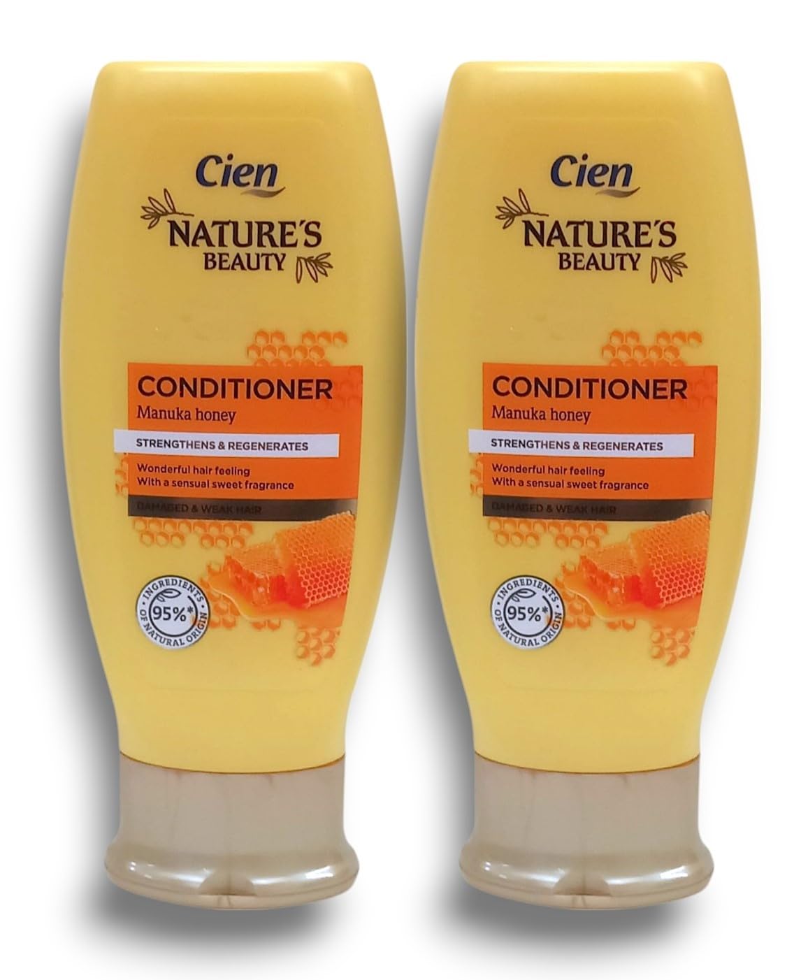 2x Cíēn - Lidl | Nature's Beauty Vegan Hair Conditioner - Manuka Honey | Strengthens & Regenerates Hair l | For Damaged & Weak Hair | 95% Natural Origin | 250mL