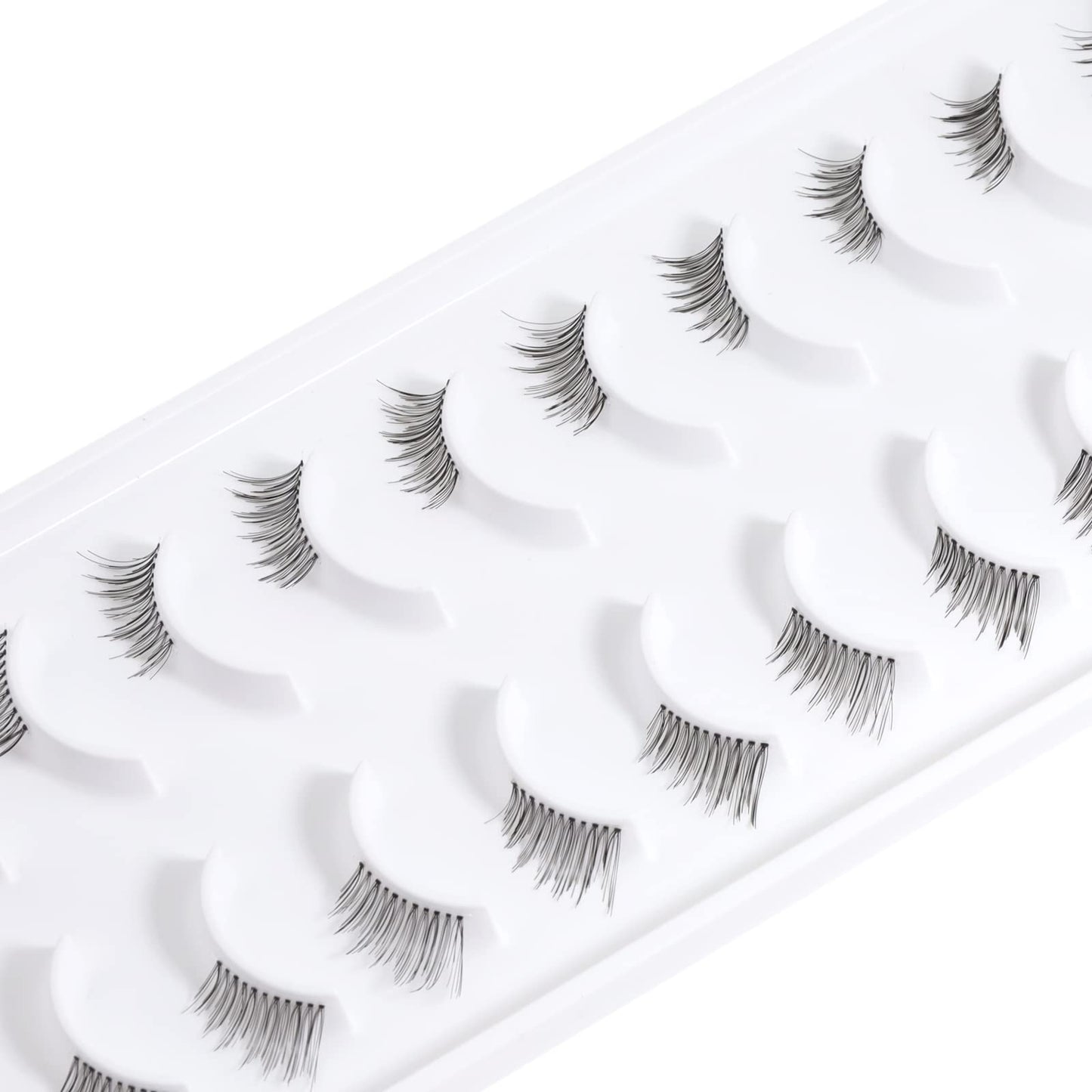 EMEDA 10 pairs Transparent Strip Half Lashes Accent False Eyelashes Natural Look Wispy Fake Corner Lashes Natural Half Eyelashes Cat Eye Lashes Short And Soft Faux Lashes (Accent Lashes)