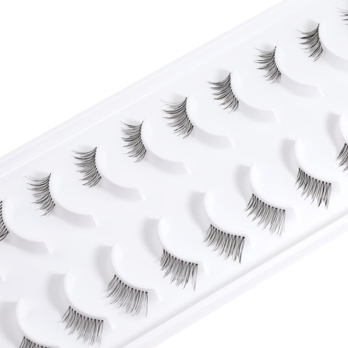 EMEDA 10 Pairs Transparent Strip Half Lashes - Accent False Eyelashes for Natural, Wispy, Cat Eye Look
