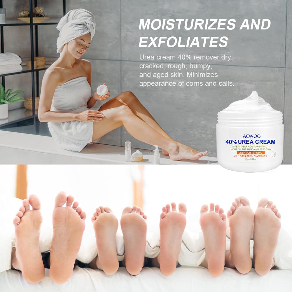 ACWOO Urea Cream 40%, Urea Foot Cream, 150g Urea Cream for Feet, Urea Foot & Hand Cream for Cracked Heels and Dry Skin, Foot Nourishing Frost for Callus Remover, 40% Urea Lotion for Feet