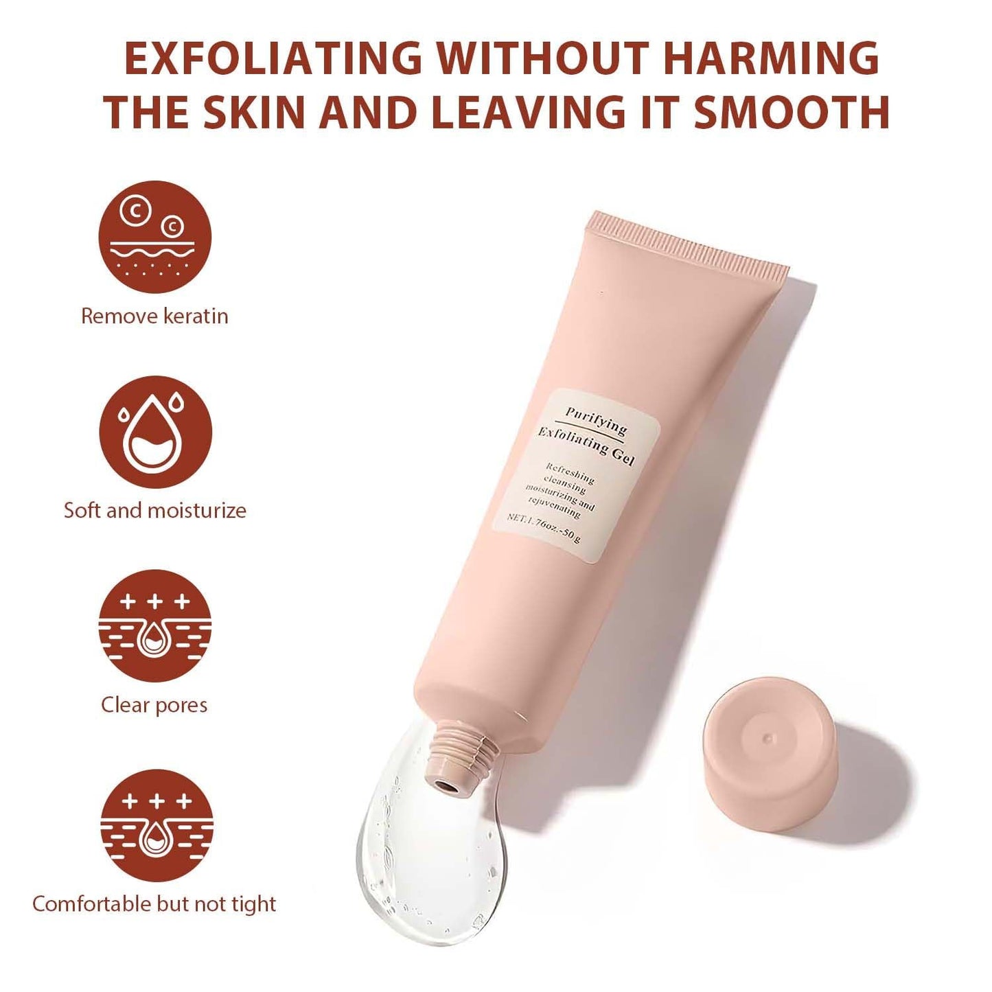 OunTechGlory Purifying Exfoliating Gel - Exfoliating Face Wash - Gentle Cleansing & Moisturizing for Soft, Purified Skin - Facial Scrub Soothe & Purify