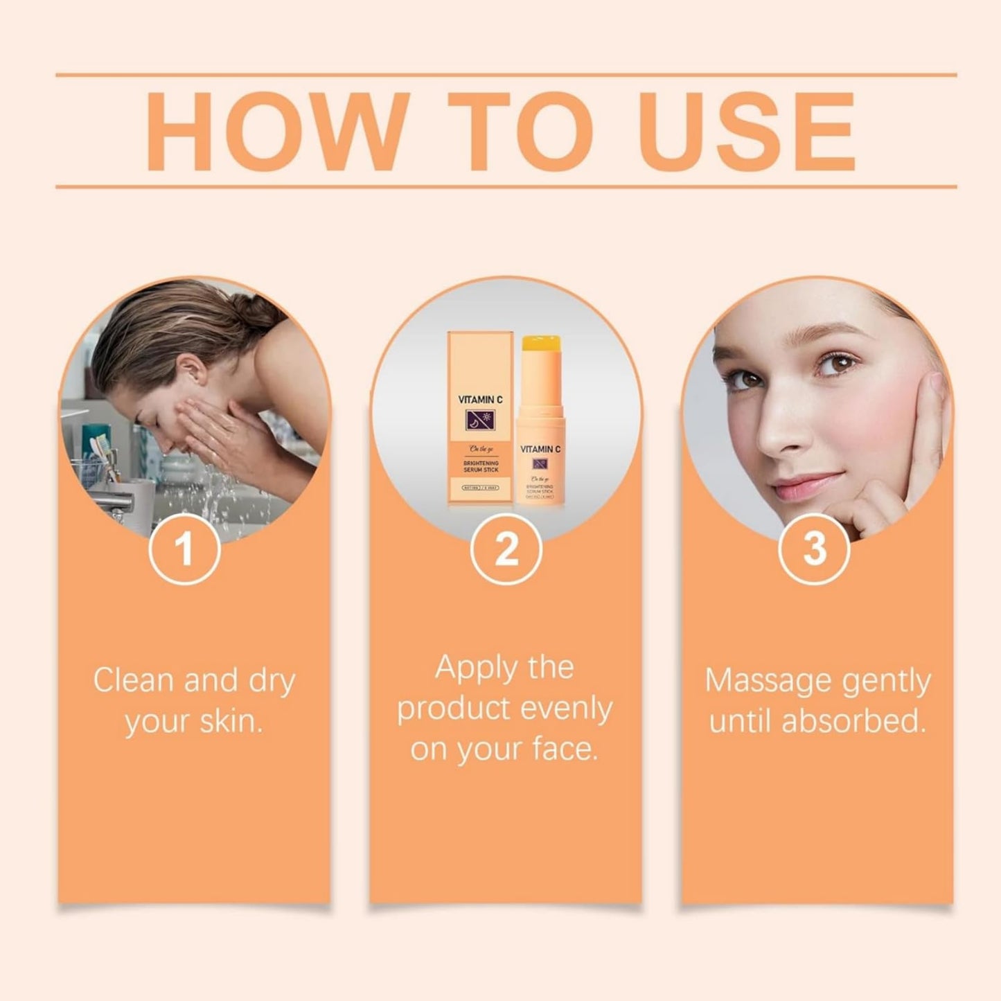 Yoowan Vitamin C Face Serum Stick,Vitamin C Eye Cream,Eye Balm Stick,Brightening & Hydrating Serum For Face & Body,Facial Serum Balm Stick For Fine Lines & Wrinkles,Lightweight Light For Smooth Skin
