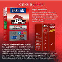 Bioglan Red Krill Oil Extra Strength 500mg, high in Omega-3 Fish Oil, EPA & DHA help to support for your Heart, Eye and Brain health, one month supply – 30 capsules