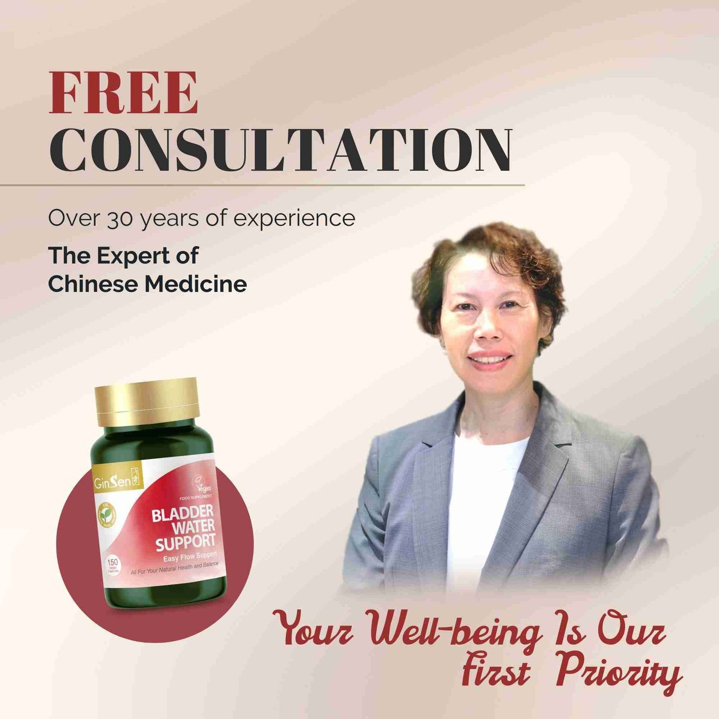 GinSen Bladder Water Support 150 Capsules | Helps Bladder Health, Frequent Urination, Natural Bladder Control | Herbal Extract&Vitamins UK Made