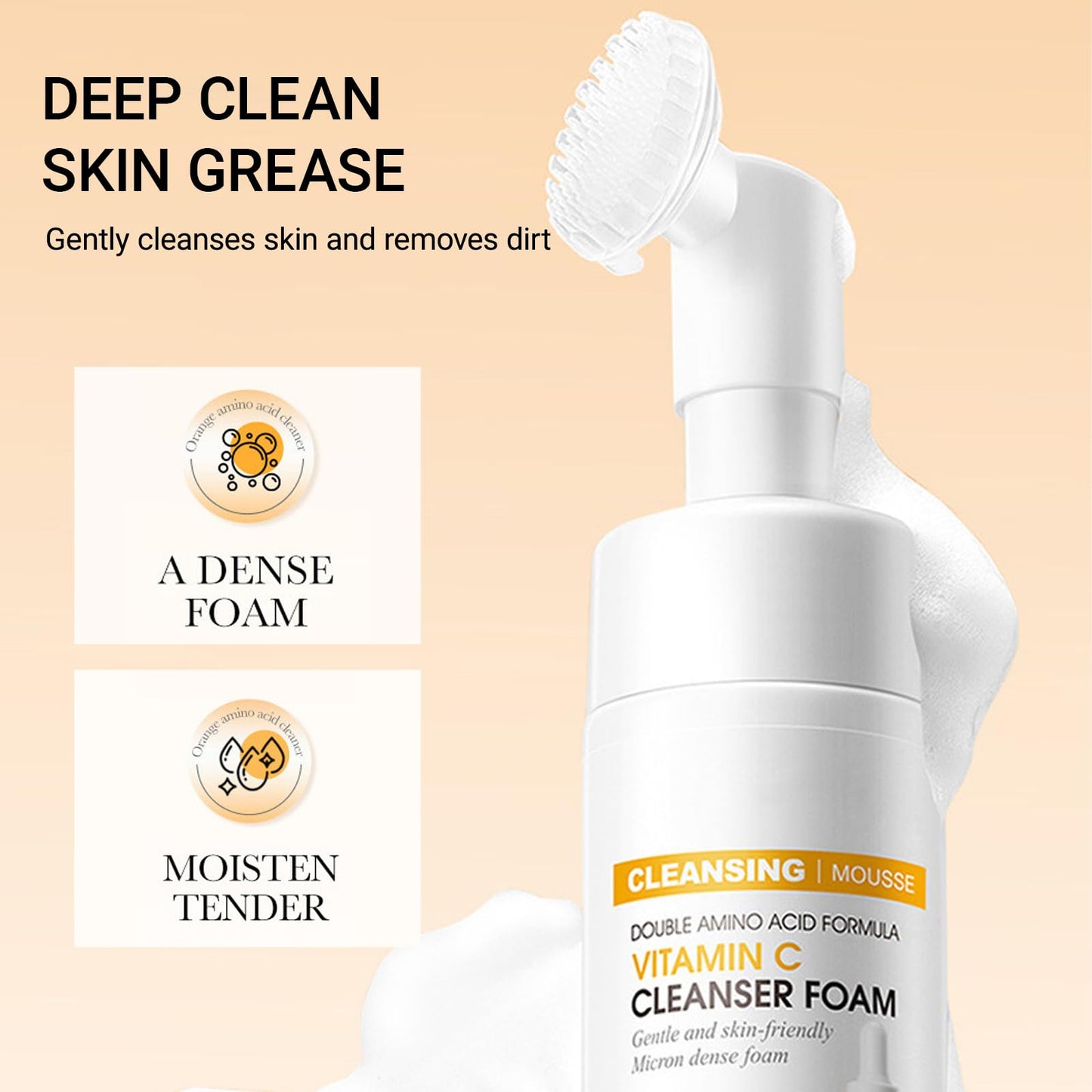 Beauthink Vitamin C Foaming Face Cleanser – Brightens Skin Tone, Gently Exfoliates for a Radiant Glow, For All Skin,Deep Cleansing, Hydrating
