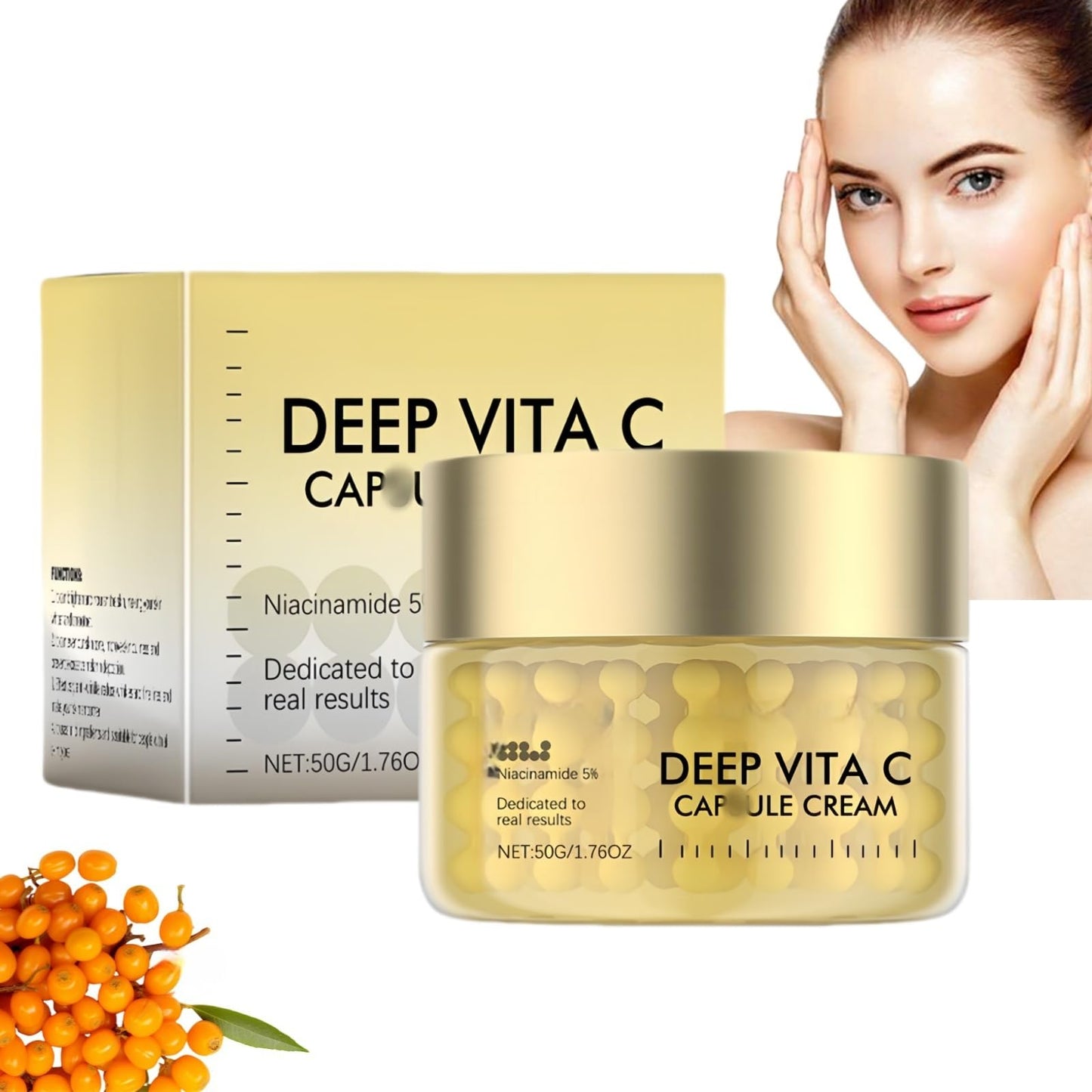 Fankayi Vitamin C Capsule Cream,Deep Vita C Capsule Face Cream,Vitamin-C Moisturiser for Face,Face Moisturizer with & 5% Niacinamide,Face Cream for Women,Anti Wrinkle Fac-e Crea-m,Brightening Fa-ce Cr-eam