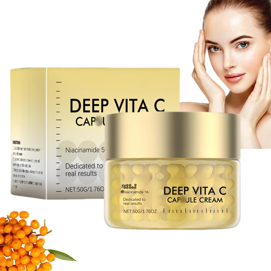 Fankayi Vitamin C Capsule Cream,Deep Vita C Capsule Face Cream,Vitamin-C Moisturiser for Face,Face Moisturizer with & 5% Niacinamide,Face Cream for Women,Anti Wrinkle Fac-e Crea-m,Brightening Fa-ce Cr-eam