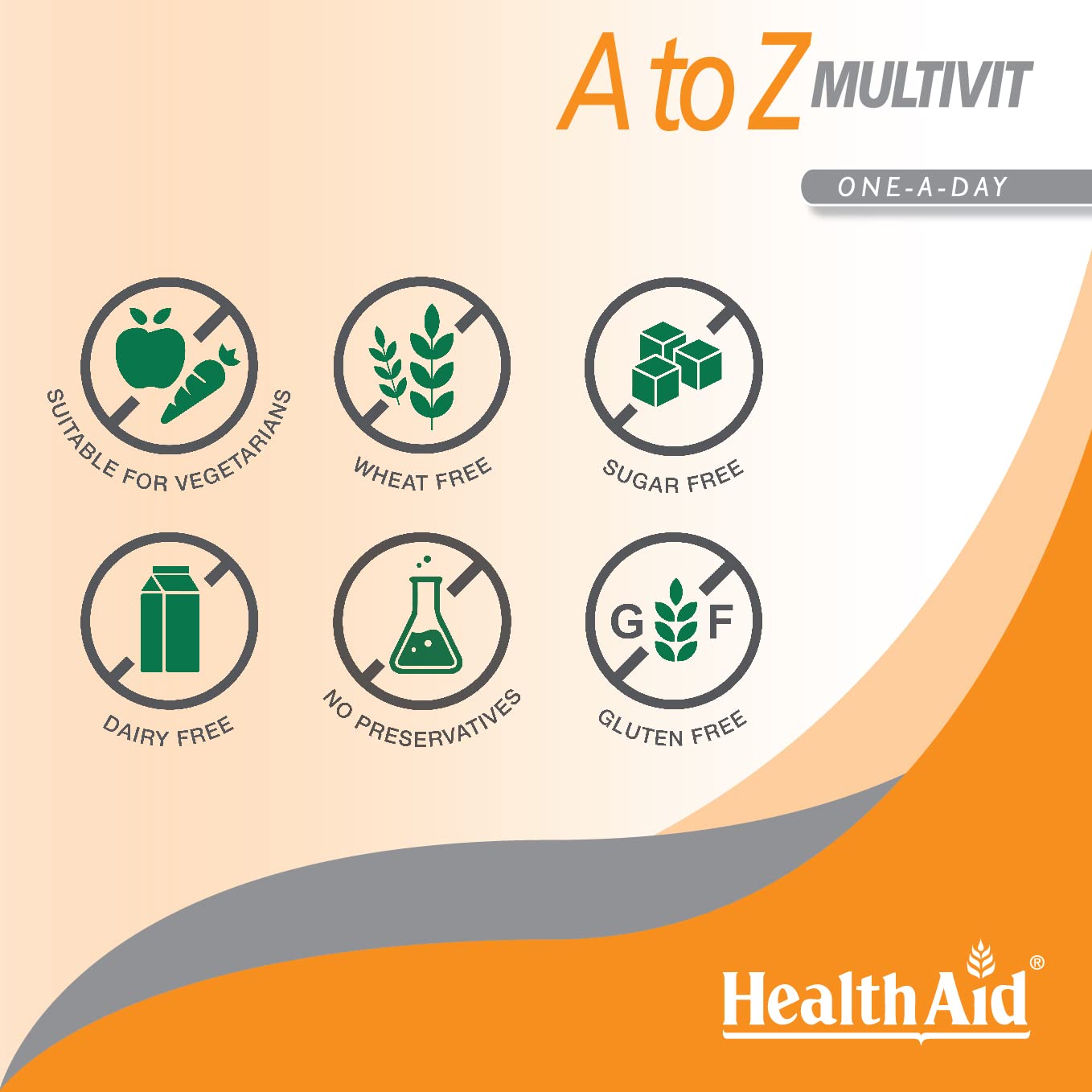 HealthAid A to Z Multivit - 90 Vegan Tablets, Pack of 1