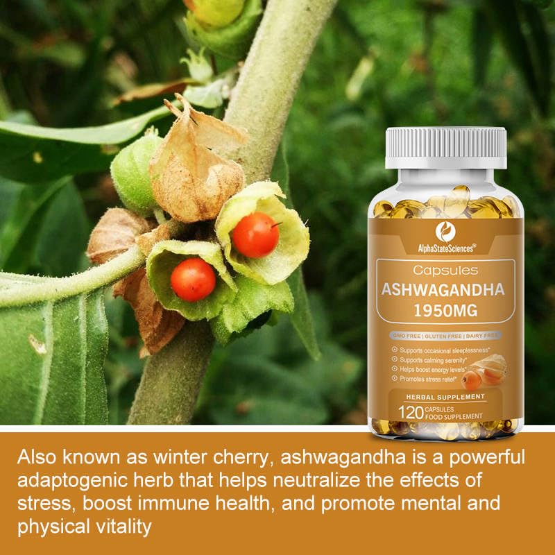 AlphaStateSciences ZenBlend Ashwagandha + Black Pepper Boost: 120 SoftGels, 2-Month Supply for Stress Relief & Immune Support, 1950mg Ashwagandha + 5mg Black Pepper Extract