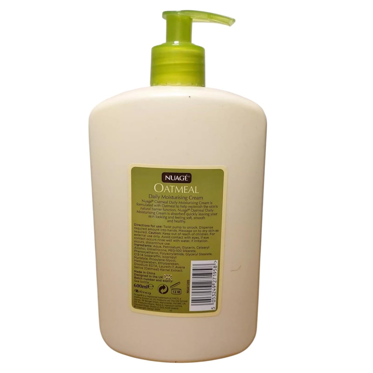 Generic Oatmeal Daily Moisturising Cream By N ůã ğ é for All Skin Types Fragrance Free 600ml With Free Orignial Lip Balm