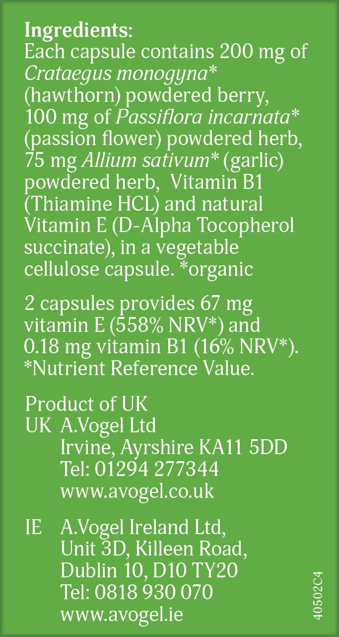 Jan de Vries Hawthorn-Garlic Complex | Rich Source of Natural Vitamin E, an antioxidant | Contains Vitamin B1 which Contributes to Normal Heart Function | 90 Capsules