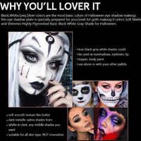 FANFALUV Black Smokey Eyeshadow Palette Makeup,9 Colors Black Silver Gray White Eye Shadow Pallets For Women,Long Lasting,Waterproof and Blendable,Make-up Palettes With Brushes-Halloween Goth Gifts(Smoky)