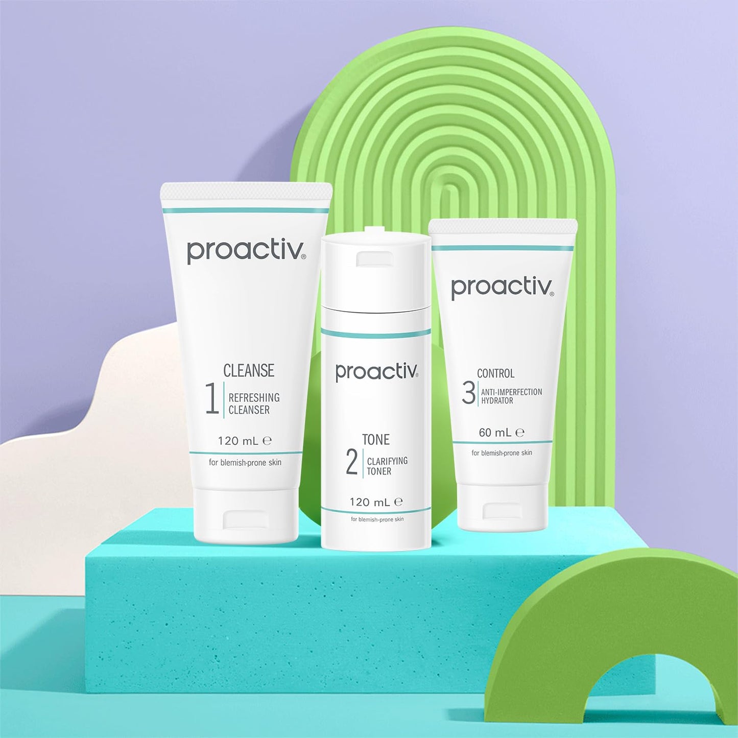 Proactiv Solution 60 Day Facial 3-Step Routine, 1 x Cleanser 120 ml, 1 x Facial Toner 120 ml, 1 x Hydrator 60 ml (Pack of 1)