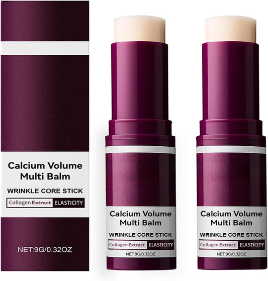 2Pc Calcium Multi Balm, Calcium Volume Multi Balm, Wrinkle Core Stick, Korean Collagen Moisturing Stick, Anti-aging, Hydrating, Firming Skin, Suitable for Eyes, Face, Neck