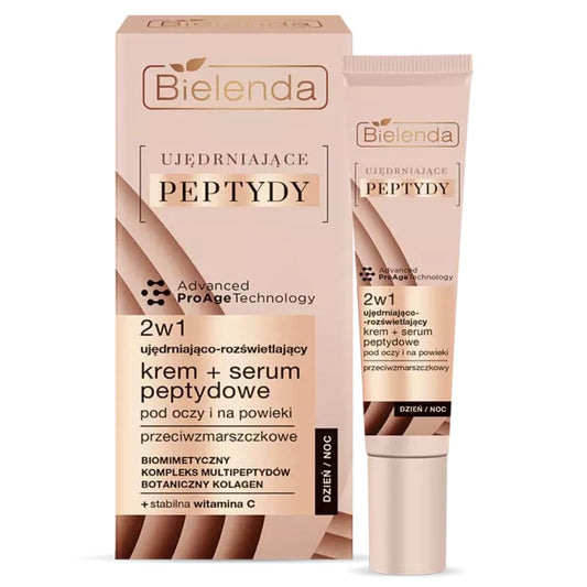 Bielenda Firming Peptides 2in1 Firming and brightening Anti Wrinkle Cream +Peptide Serum Under Eyes and Eyelids 15ml