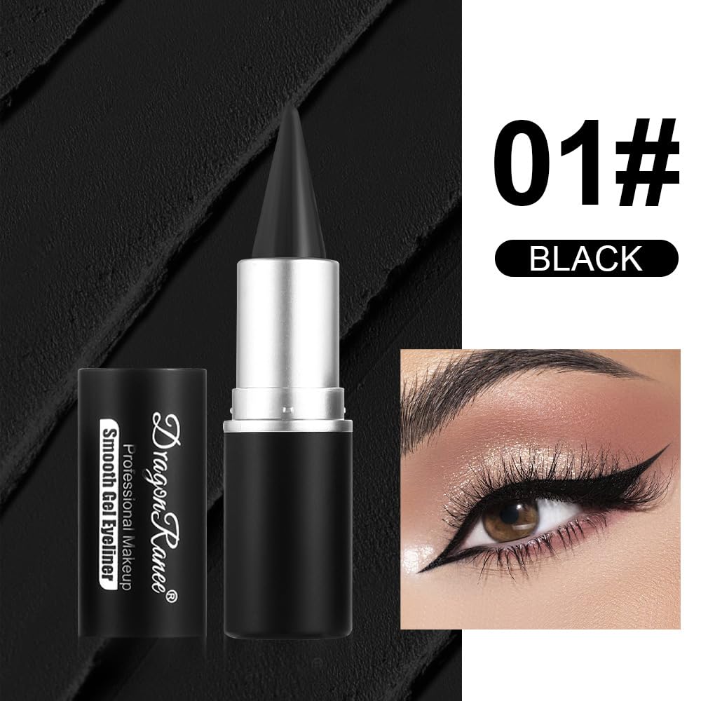 Black Gel Eyeliner Pencil, Dulele 2 Colors Natural Cream Waterproof Smudge Proof Eye Liner Black, Multi-Use Eyeliner Stick & Face Paint Stick Makeup, Eye-liners for Women Girls (Black & Coffee)