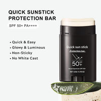 TBeautfave Quick Sunstick Protection Bar, Invisible Sunscreen Stick for Face/Body, Roll on Sunscreen SPF 50+, Sun Block Stick for All Skin Types, Sun Cream SPF 50, Non-Sticky, Quick & Easy, 22g
