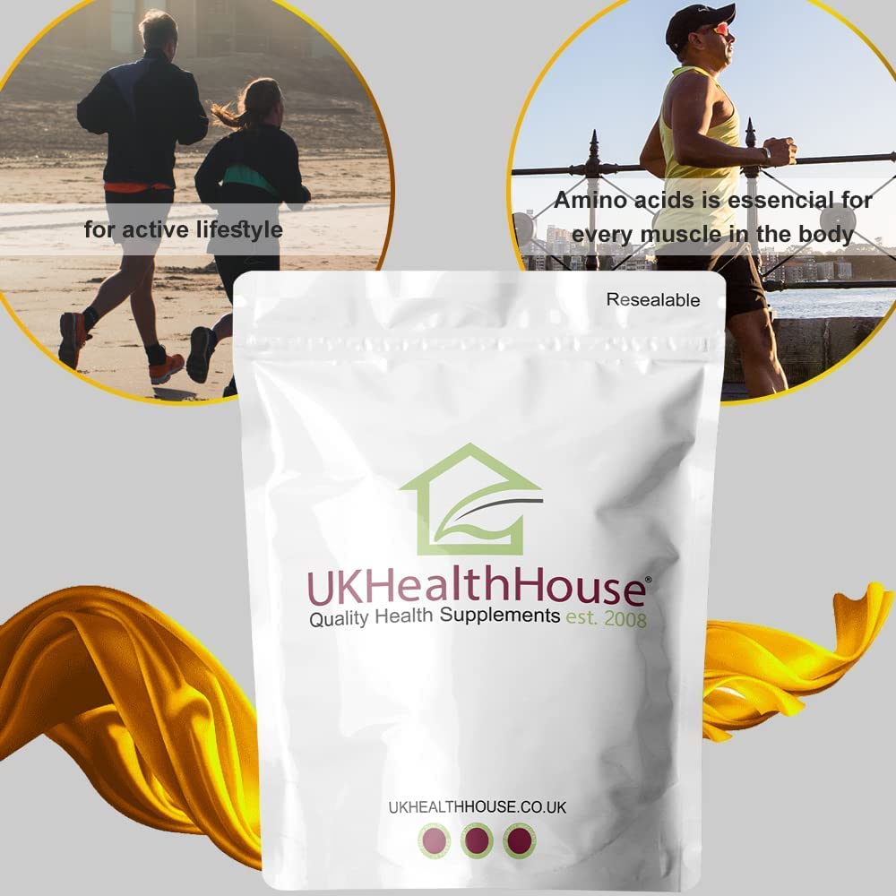 UKHealthHouse L-Glutamine Amino Acids 500mg x 60 Capsules Rapid Release Support Muscle Recovery Supplements High Strength Targeted Release Supplement