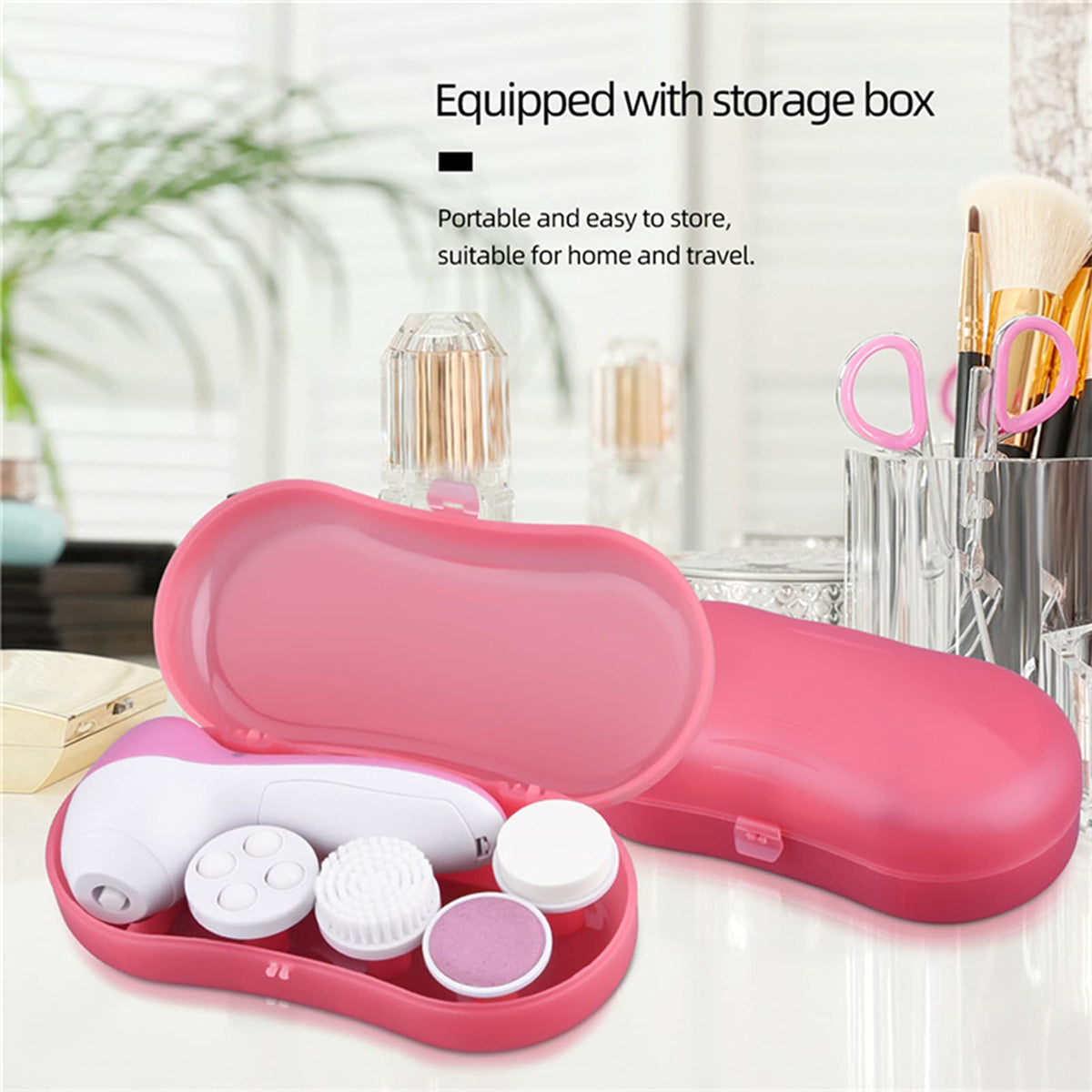 MEITREND Facial Cleansing Brush Face Brush Electric Face Massager Facial Cleansing Spin Brush Set for Gentle Exfoliating,Removing Blackhead Gift Skincare for Teenage Girl(Pink1)