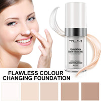 HZZYJ Flawless Colour Changing Foundation, Liquid Foundation Makeup Face ,Liquid Cover Concealer Warm Skin Tone Foundation,Base Nude Face Moisturizing SPF 15 for All Skin Types