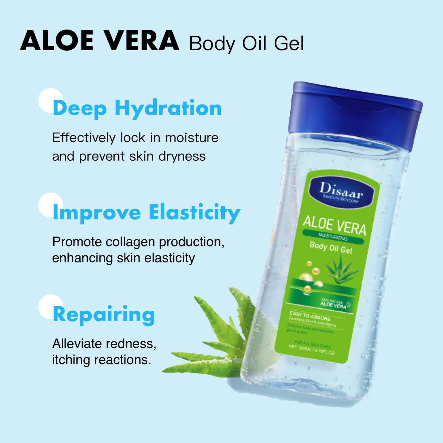 CTUBLIAUNX Aloe Vera Gel for Face and Body - Essential Oil for Skin, Deeply Hydrating Aloe Vera Body Oil Moisturiser for Dry Skin
