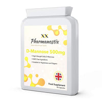 Pharmanostix D-Mannose 500mg Per Capsule – High Strength Daily Serving (1500mg) – 90 Vegan Friendly Capsules (Not Tablets) – 100% Natural Premium D Mannose – Suitable for Vegans – Made in The UK
