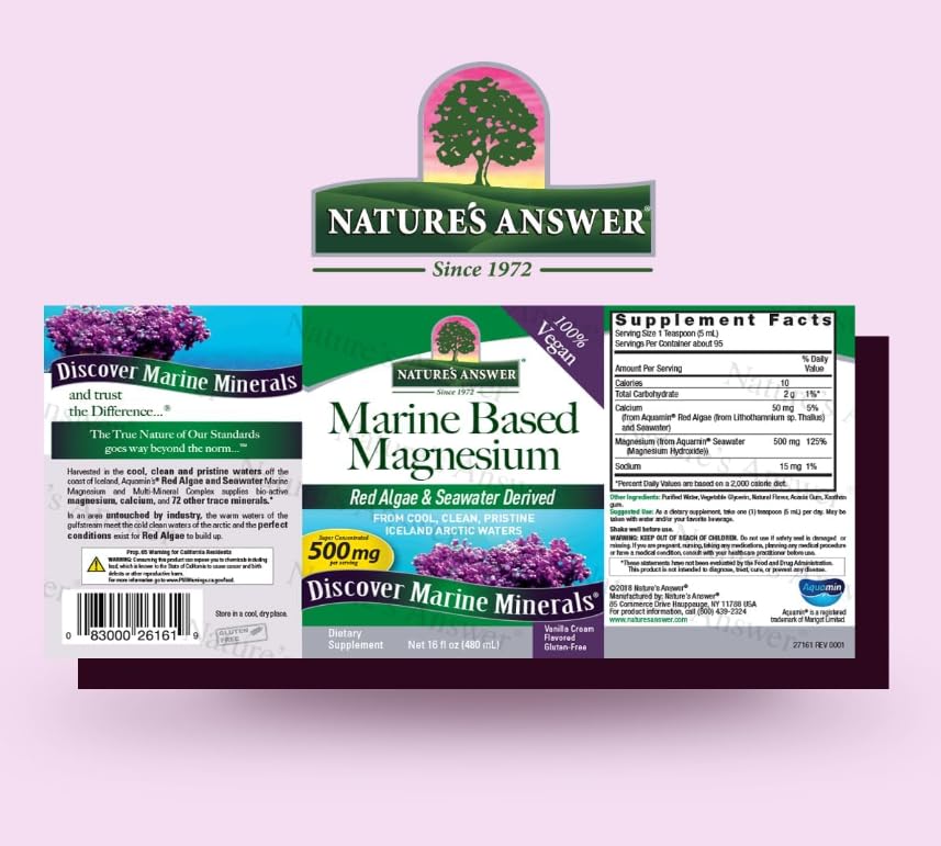 Generic NaturaAnswer's Marine Based Magnesium 500mg, Vanilla Cream Flavored, 480 ml