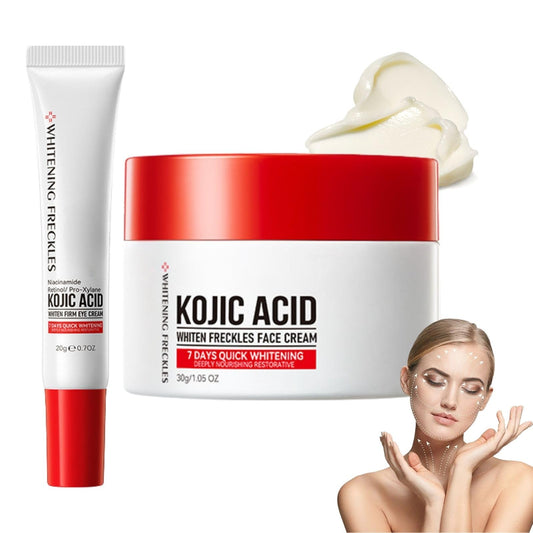 Anti Aging Face Cream & Eye Cream Set with Kojic Acid – Dark Spot Remover for Face & Dark Circle Cream – Brightening Product & Anti Wrinkle EyeCream for Women, Day & Night Moisturiser, 30g+20g
