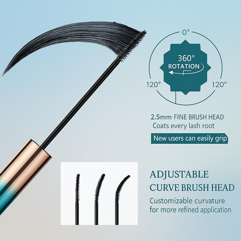 Generic Waterproof Precision Mascara with Ultra-Fine 2.5mm Brush – Smudge-Proof & Flake-Free – Lightweight Formula for Beginners & Makeup Artists Defines, Lengthens Separates Lashes Naturally