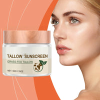 Beef-Tallow Sunscreen Spf 50,A Gentle Formula Suitable for the Whole Family,Organic Grass-Fed Butter Skin Care Cream,Deeply Nourishing Sunscreen Butter,Face Cream for Dry Skin,Facial Moisturizer