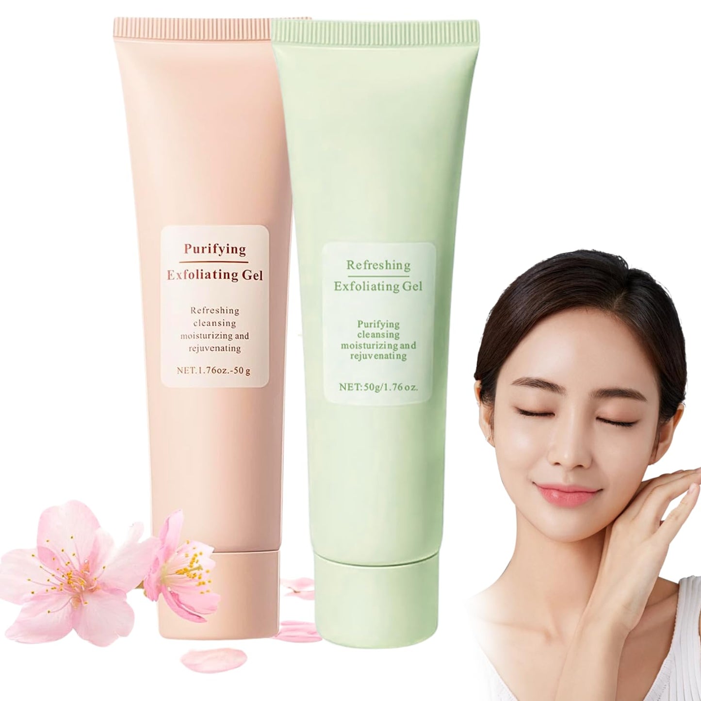 Purifying Exfoliating Gel, Facial Scrub Exfoliator, Purifying Blackhead Scrub - 2PCS (Pink+Green (2pcs))