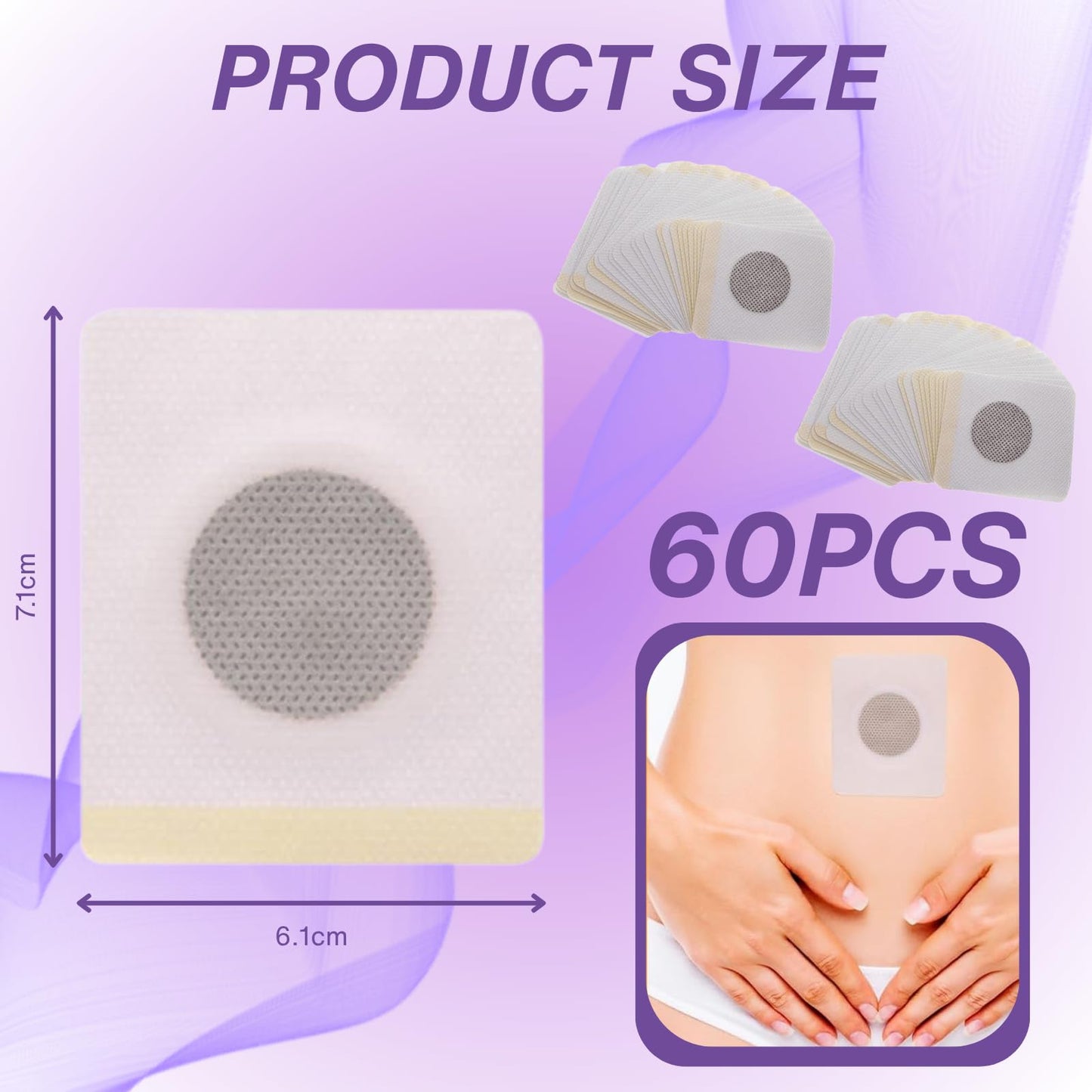 60 PCS Natural Herbal W Patches, Skin Kind Patch, Targeted Belly HIPS Thighs Burning, Fast W Healthy, Natural Reduction, Skin-Friendly Detox Patches