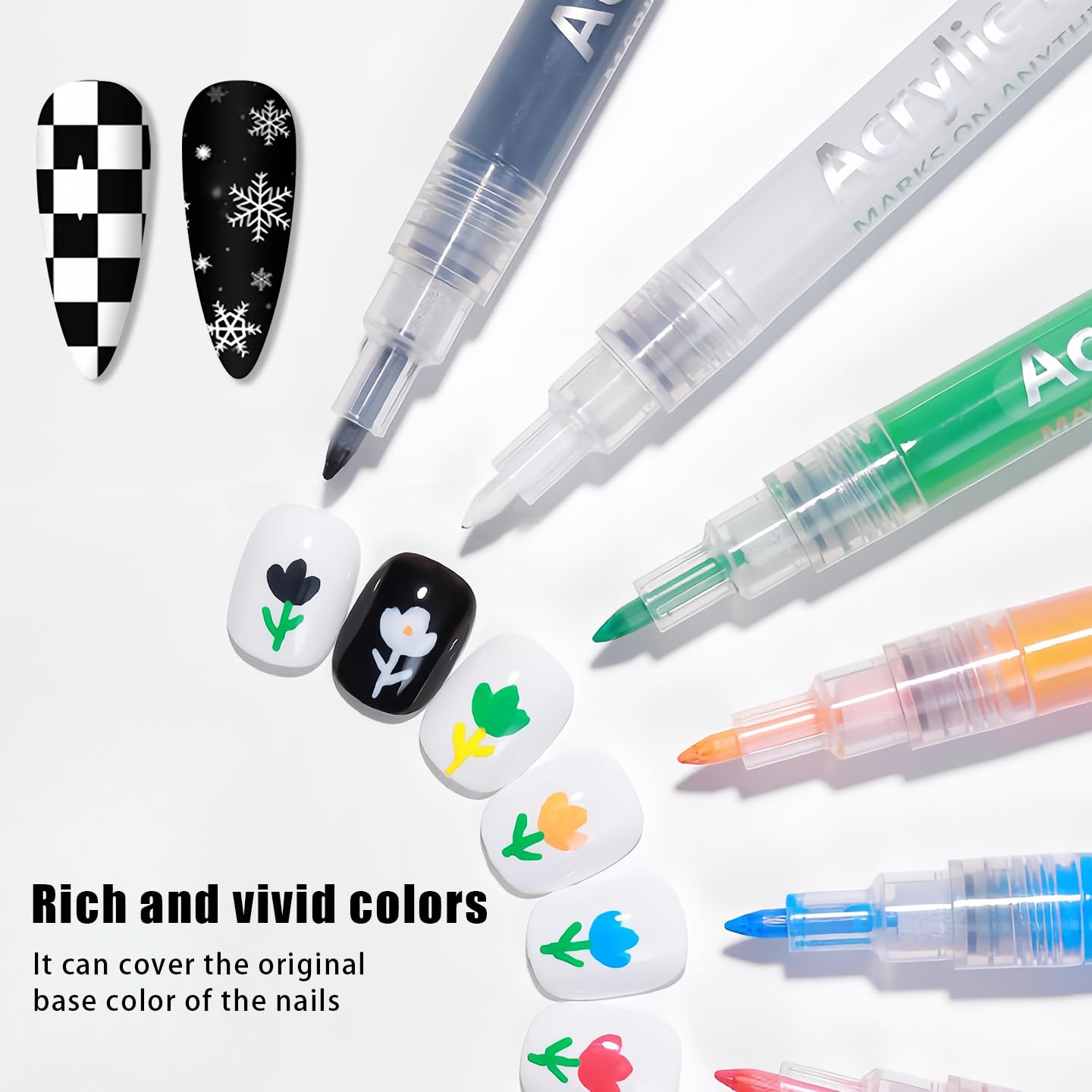 Quick Dry Fine Tips Nail Art Pen, Nail Varnish Pens For DIY Manicure, Nails Drawing Pen For DIY,White Nails Pencil, French Tip Stamp Pens, Manicure Tools(White)