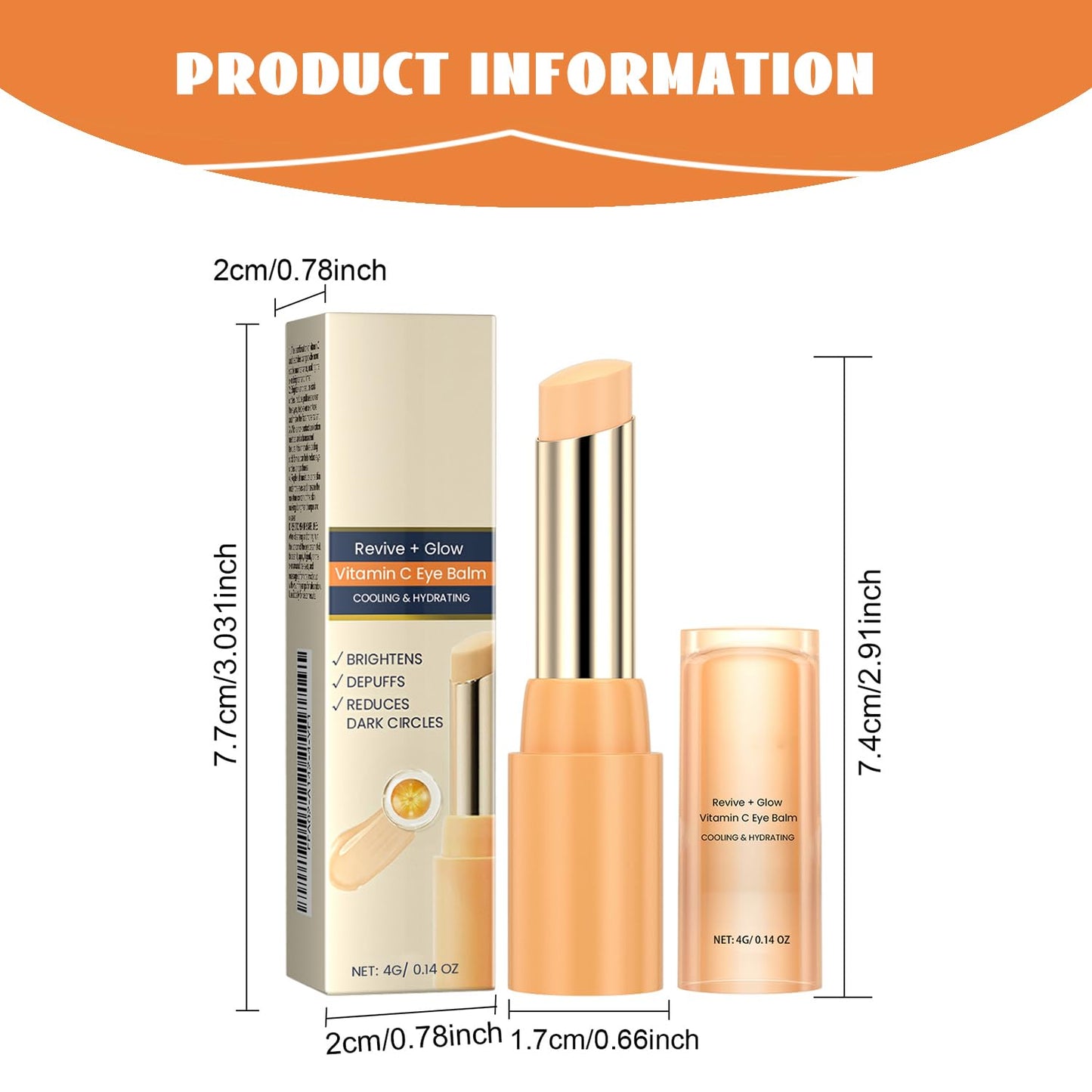 Generic Vitamin C Eye Cream Stick, Glow Eye Stick for Dark Circles and Puffy Eyes, Under Eye Balm for Women and Men, Cooling Moisturizing Formula for a Younger Look