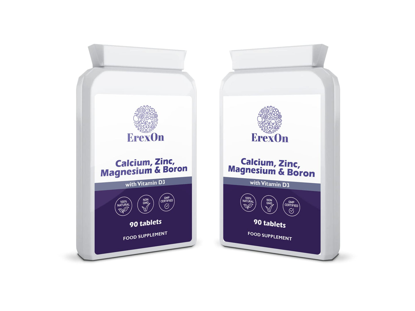 ErexOn Calcium, Zinc, Magnesium, Boron & D3 Tablets 90 Tablets - Good for Bones, Nails, Hair and Joints