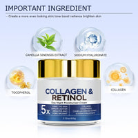 Retinol Collagen Cream for Face,Anti-Aging Retinol Cream Anti-Wrinkle Reduce Fine Lines Lifting and Firming Cream 24-Hour Facial Care Suitable For Most Skin Types 60g