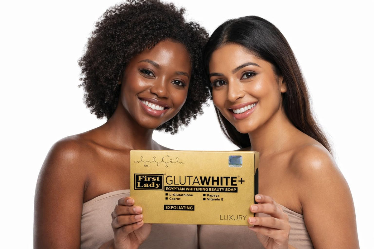 FIRST LADY GLUTAWHITE First Lady Glutawhite+ Egyptian Brightening Exfoliating Soap 200g with L-Glutathione, Papaya, Carrot & Vitamin E – Helps Even Skin Tone & Radiant Glow