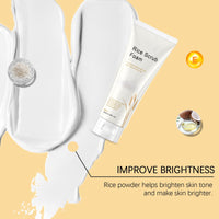 IZBEAUVO Rice Foam Facial Wash, Gentle Rice Milk Exfoliating Cleanser, Exfoliating Rice Milk Face Wash, Rice Scrub Facial Cleanser for Deep Pore Cleansing, Removes Dirt & Impurities, Fights Acne & Redness
