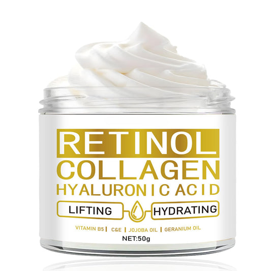 Cureluxe Retinol Face Cream with Hyaluronic Acid, Collagen & Vitamins B5, C, E – Anti Wrinkle & Anti Ageing Moisturiser – Dark Spot Corrector Facial Care – Hydrating Night Cream for Women & Men 50g