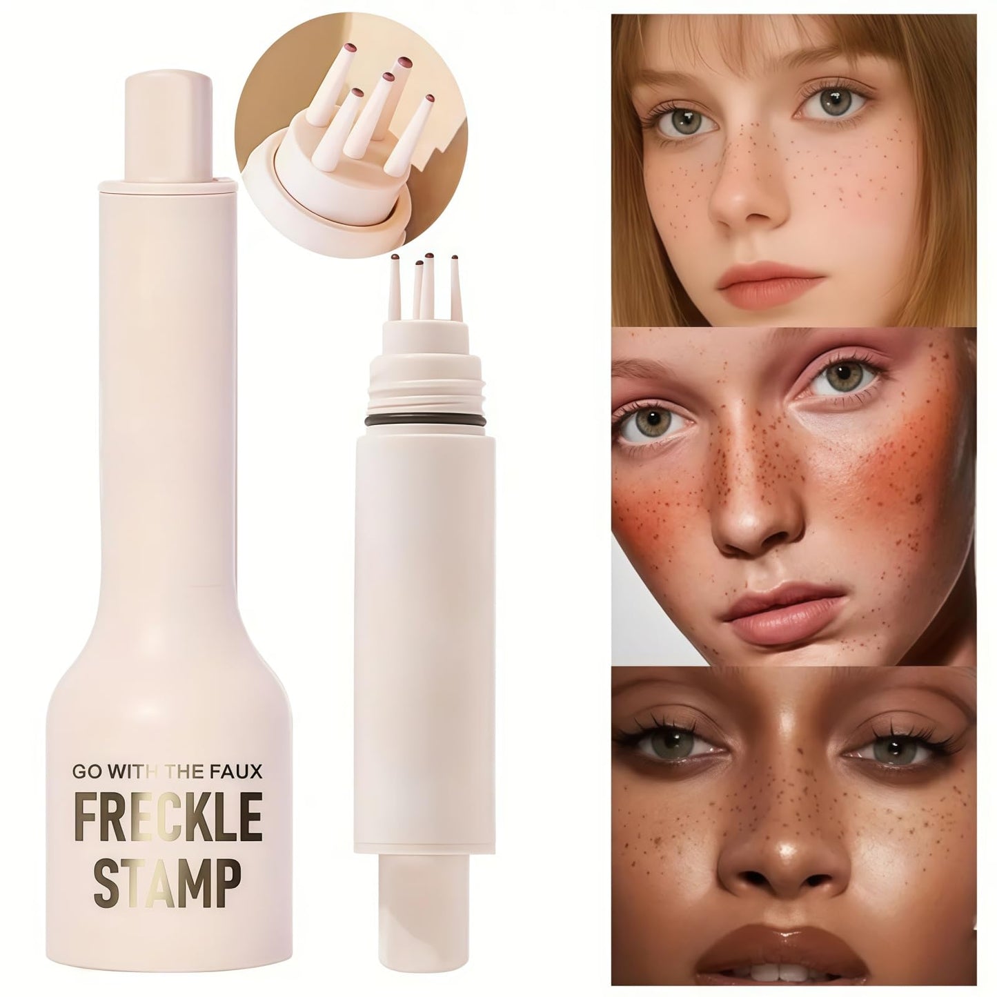 Freckle Stamp,Faux Freckles Maker,Five-Point Freckle Stamp,Faux F/reckles S/tamp,F/reckle Makeup Pen,Fr/eckle Pen,Fr/eckle S/tamp Pen,Temporary Colored St/amps P/ens,Frec/kles M/akeup Tool,2#Medium